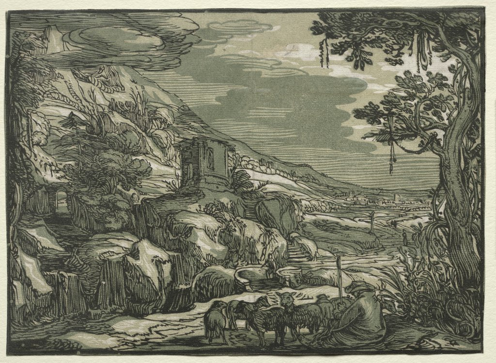 Detail of Arcadian Landscape, c. 1615 by Hendrick Goltzius (attributed to)