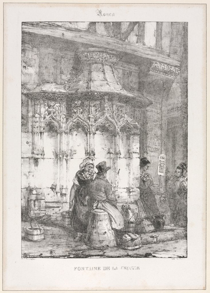 Detail of Architectural Remains and Fragments: Rouen - Fontaine de la Crosse, 1827 by Richard Parkes Bonington