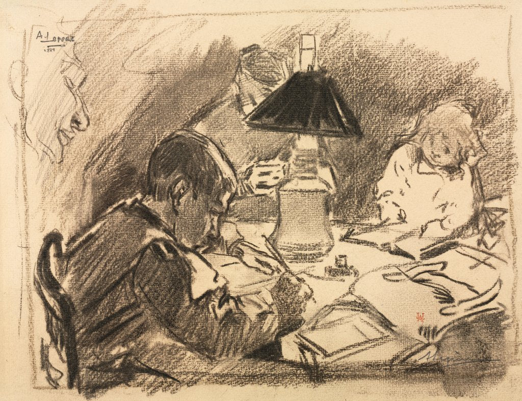 Detail of Around the Lamp, 1888 by Auguste Louis Lepère