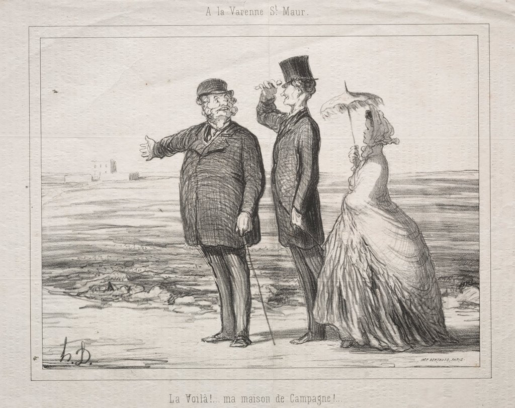 Detail of At Varenne-Saint-Maur: Behold! Here it is, my house in the country!, 1862 by Honoré Daumier