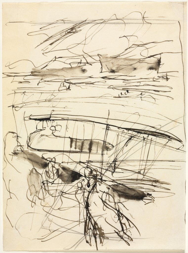 Detail of Avions reposant sur le terrain, 1914 by Auguste Louis Lepère