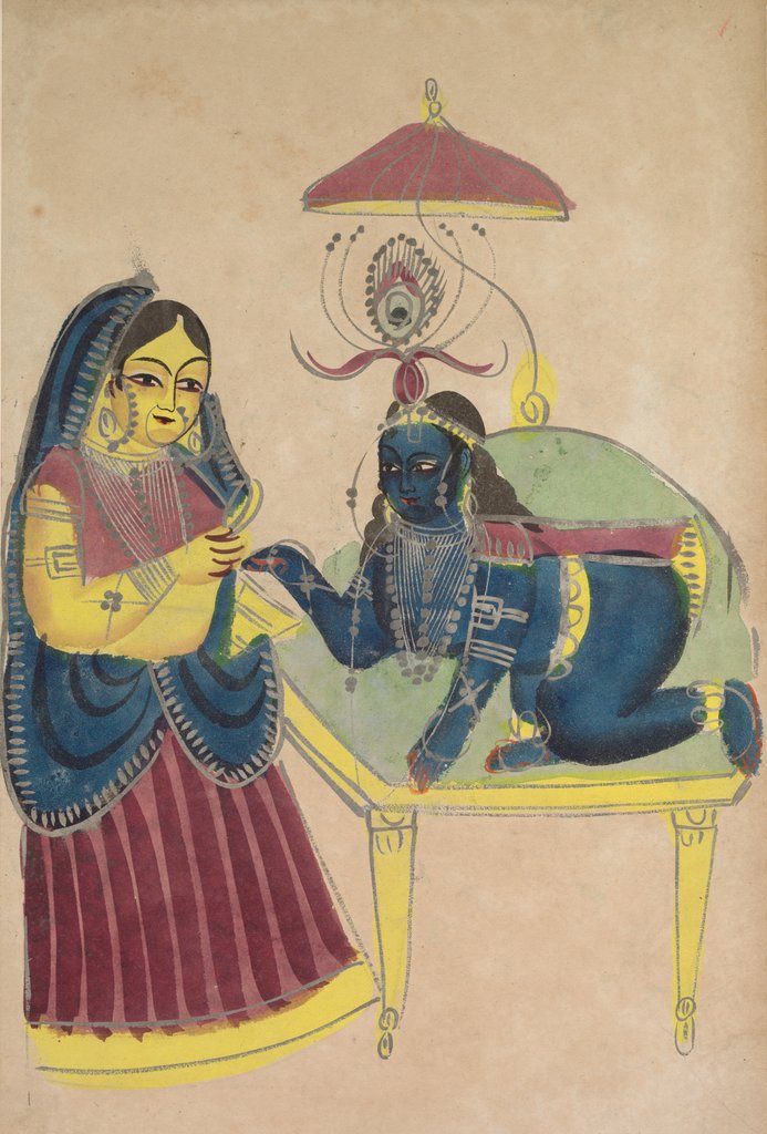 Detail of Baby Krishna Asking for Butter from Yashoda, 1800s by Unknown
