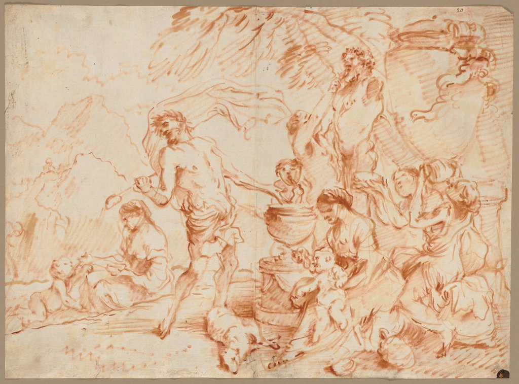 Detail of Bacchanal Before a Herm, early 1660s by Giovanni Benedetto Castiglione