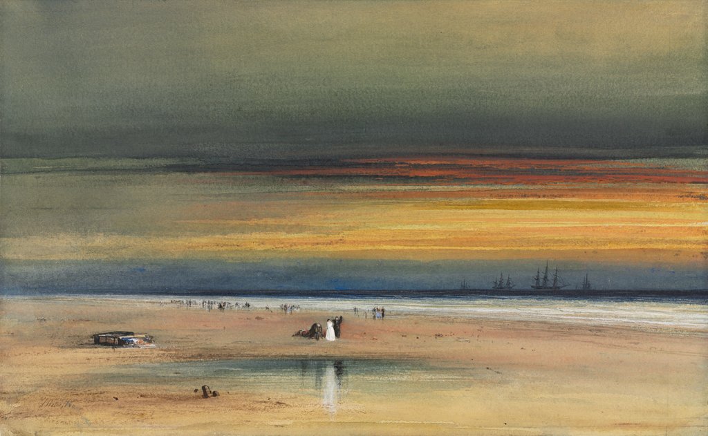 Detail of Beach Scene at Sunset, c. 1865-1870 by James Hamilton