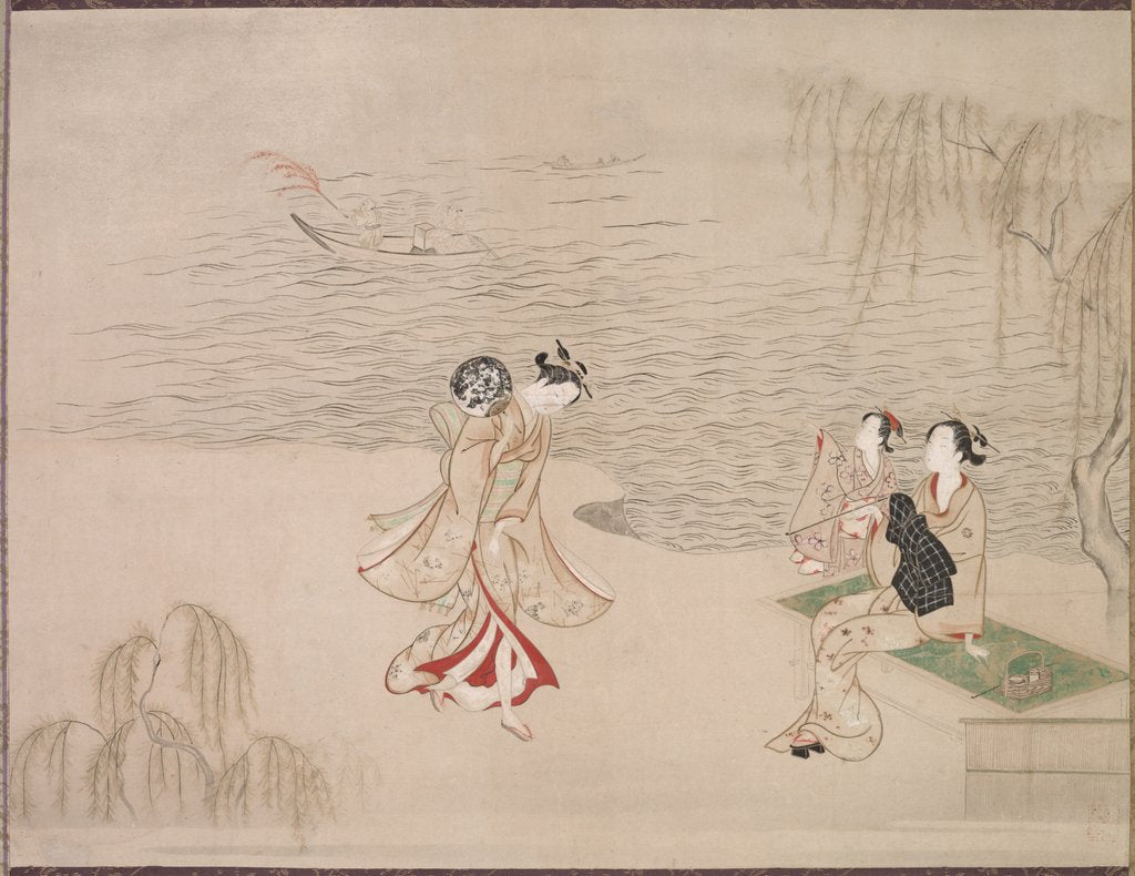Detail of Beauties at the Seashore, c. 1765-1792 by Ippitsusai Buncho