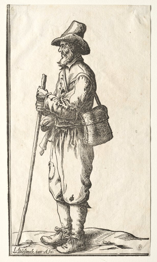 Detail of Beggar in Profile Toward Left by Ludolph Büsinck