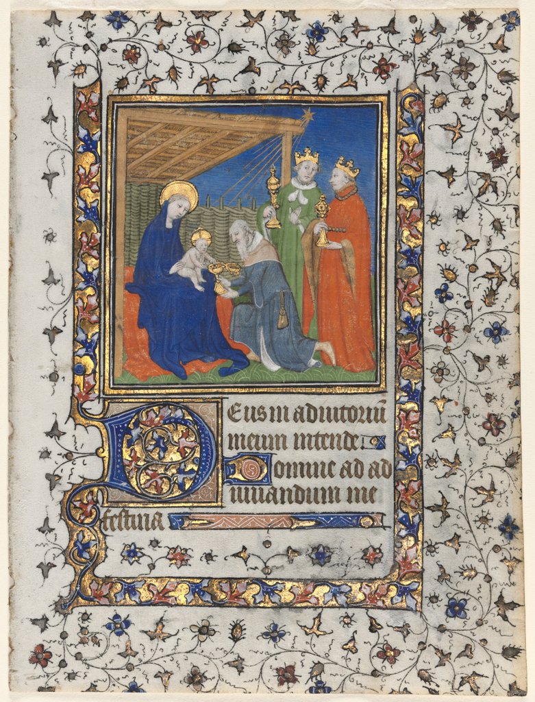 Detail of Bifolio from a Book of Hours: Adoration of the Magi, c. 1415 by Boucicaut Master
