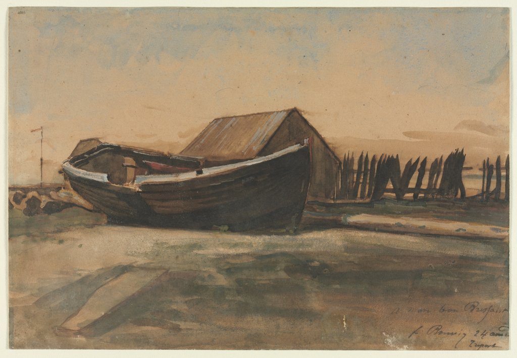 Detail of Boat on a Beach, Le Tréport, 1854 by François Bonvin