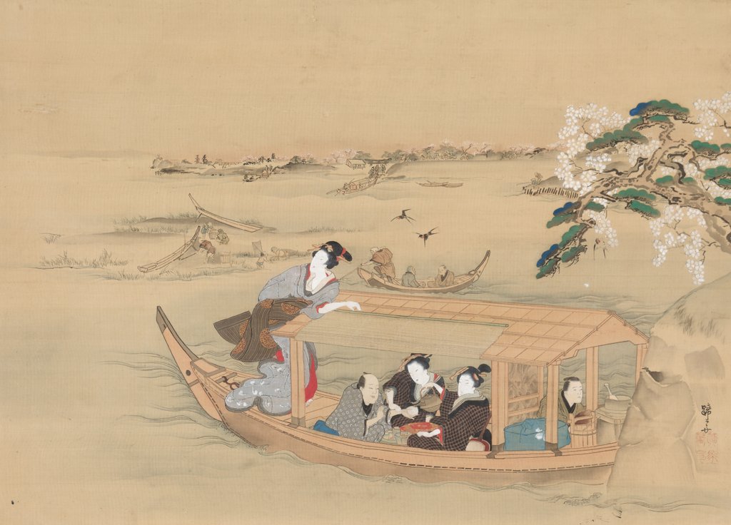 Detail of Boat to the Yoshiwara, 1800s by Teisai Hokuba