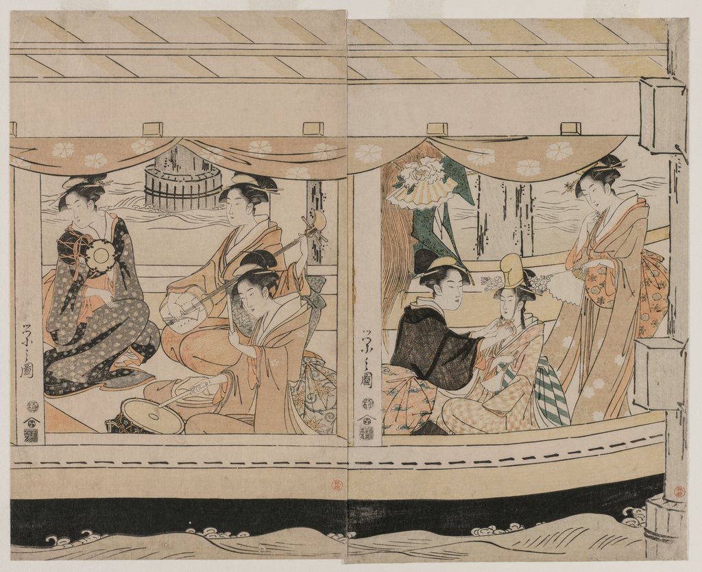 Detail of Boating on the Sumida River, mid 1790s by Ch?bunsai Eishi