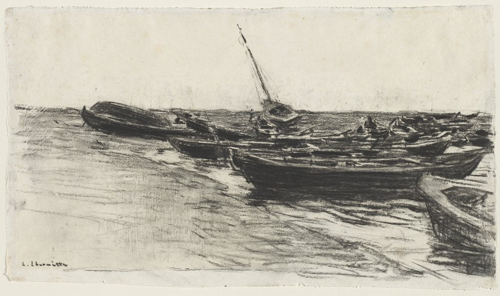 Detail of Boats on the Beach, c. 1874/81 by Léon Augustin Lhermitte