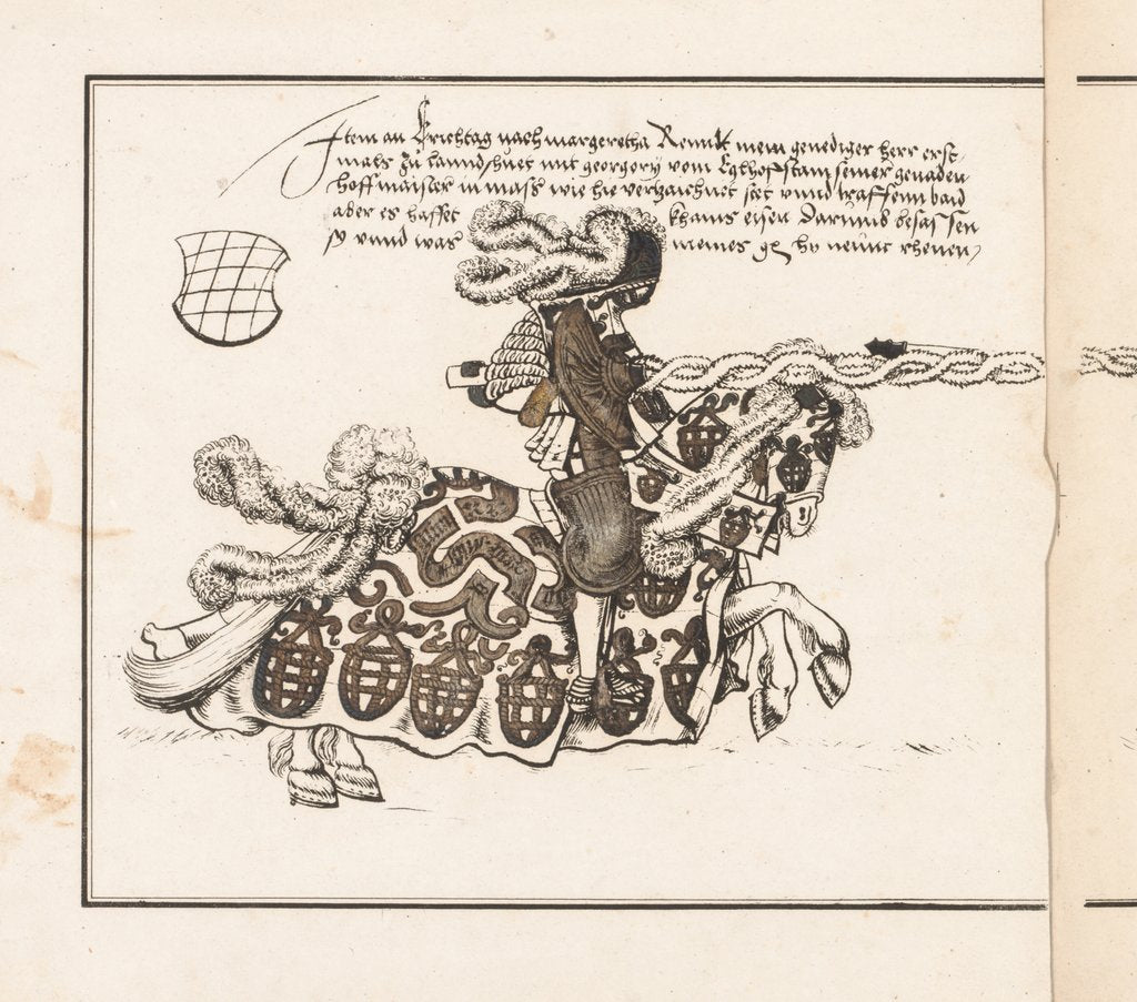 Detail of Book on Tournaments: Jouster Facing Right, 1817 by Theobald Senefelder; Clemens Senefelder