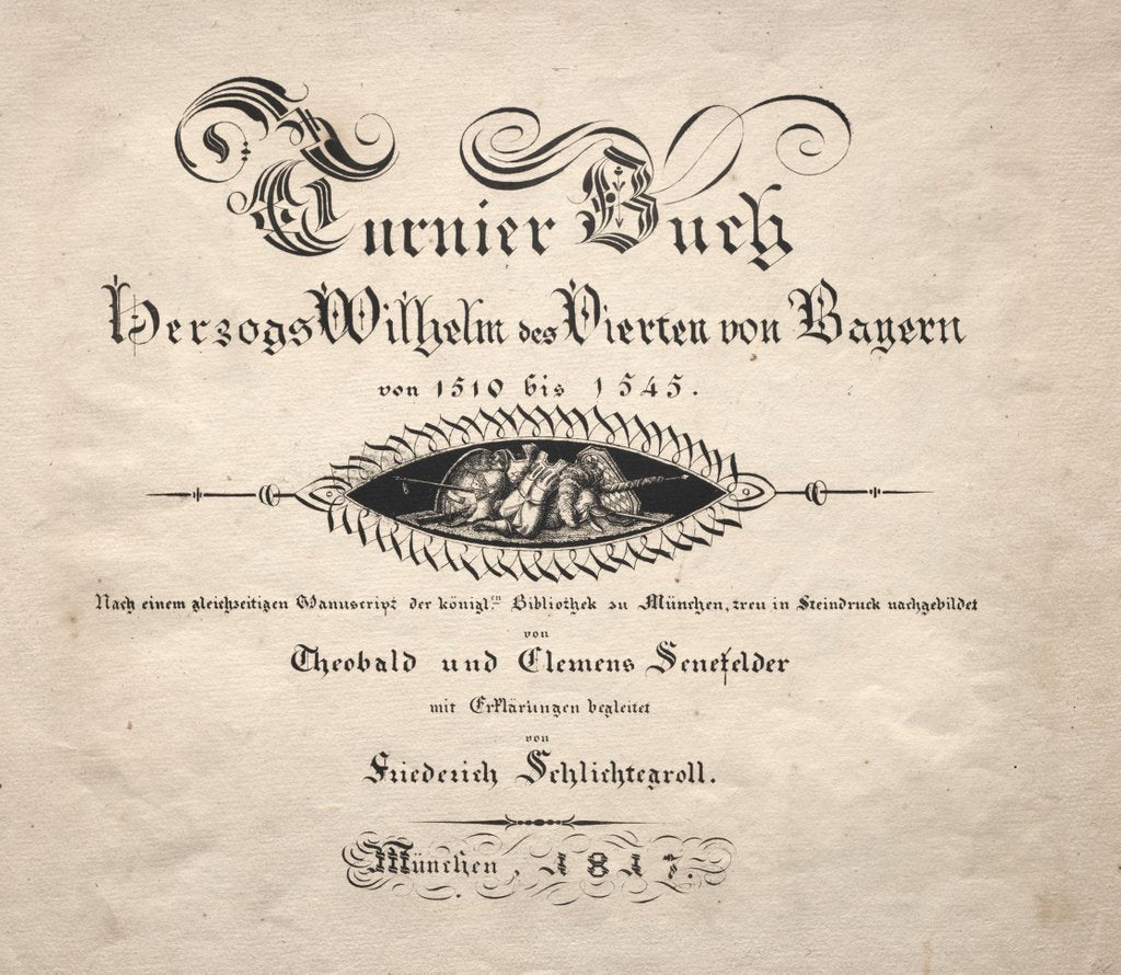 Detail of Book on Tournaments: Title Page, 1817 by Theobald Senefelder; Clemens Senefelder