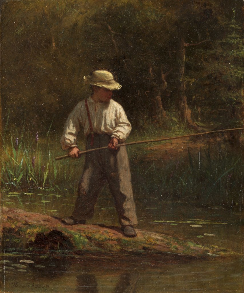 Detail of Boy Fishing, 1860s by Eastman Johnson