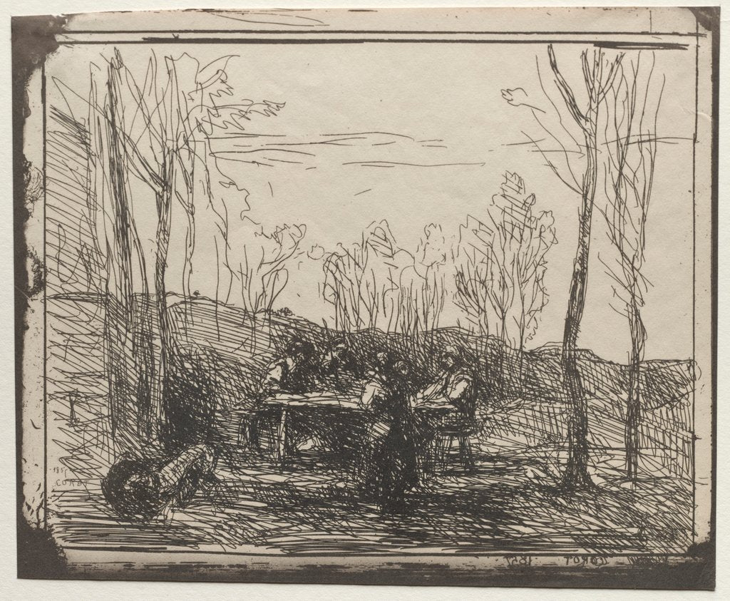 Detail of Breakfast in a Glade, original impression 1857, printed in 1921 by Jean Baptiste Camille Corot