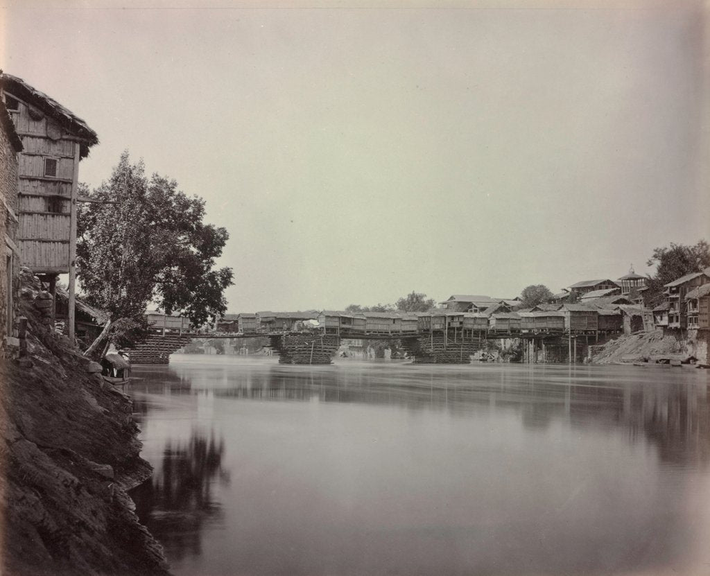 Detail of Bridge of Shops, Srinagar, Kashmir, 1864 by Samuel Bourne