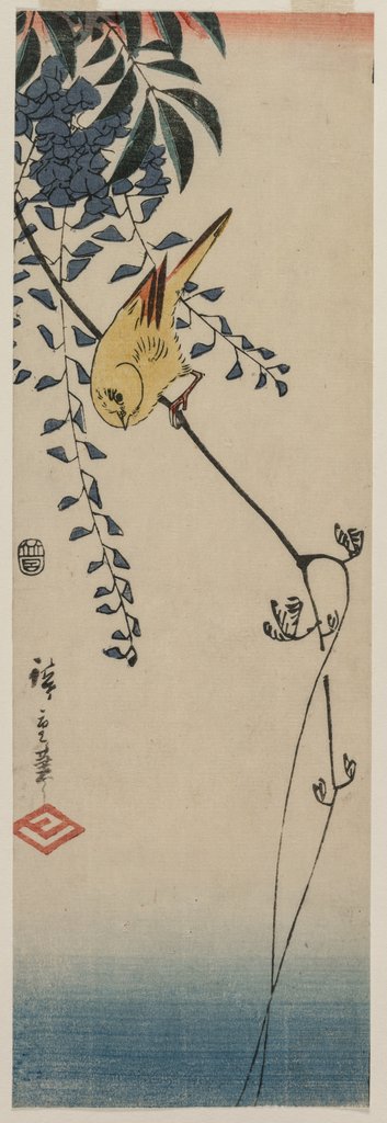Detail of Canary and Wisteria, mid-1840s by Ando Hiroshige