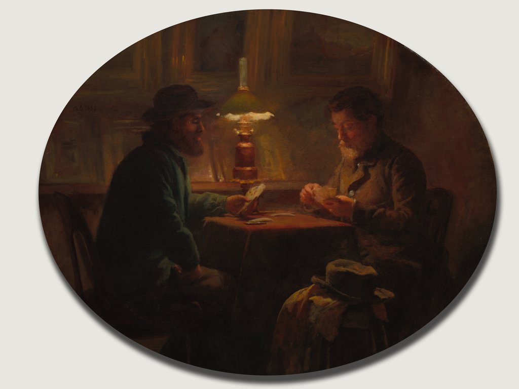 Detail of Card Game at 'le Père Martin', 1859 by Adolphe-Félix Cals