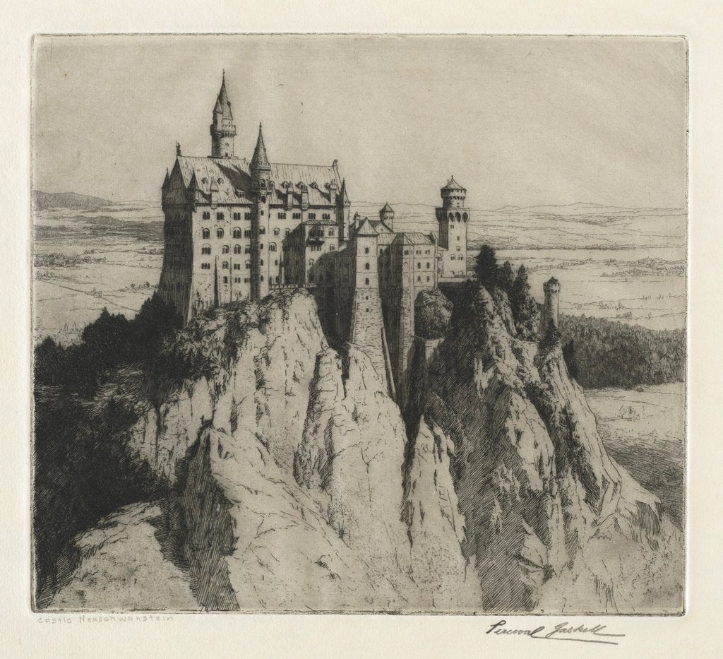 Detail of Castle Neuschwanstein, late 1800s-early 1900s by George Percival Gaskell
