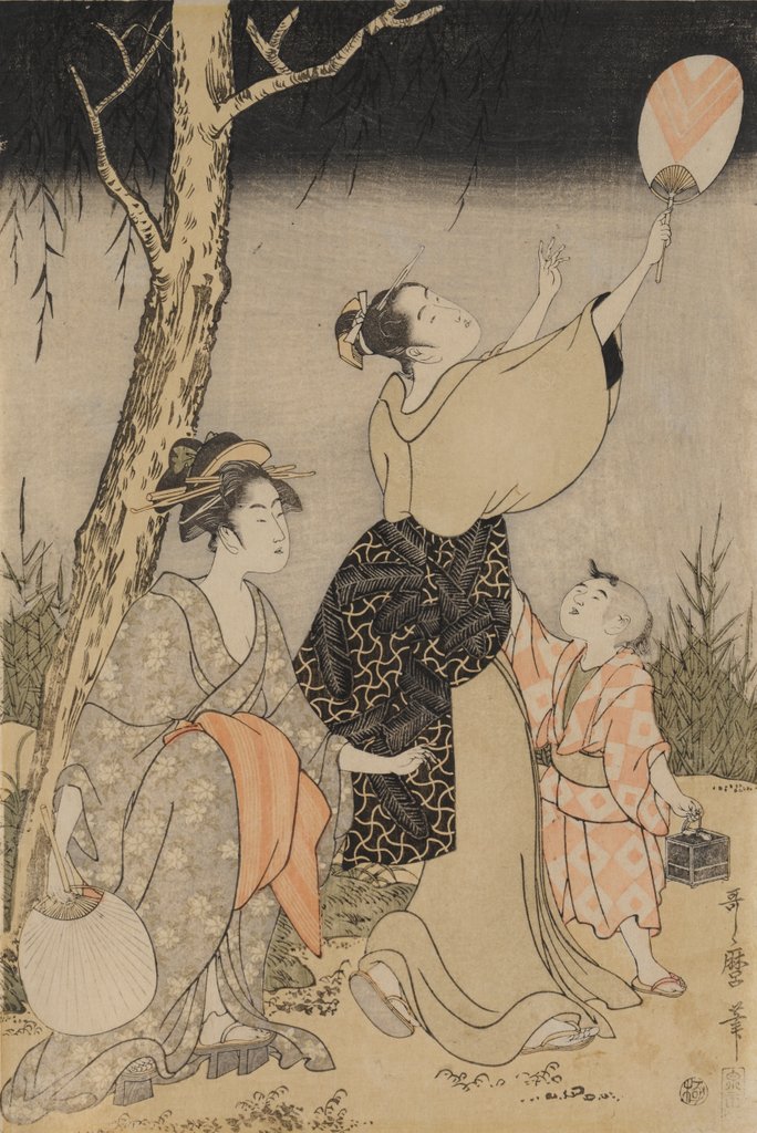 Detail of Catching Fireflies Beneath a Willow Tree, c. 1796-1797 by Kitagawa Utamaro