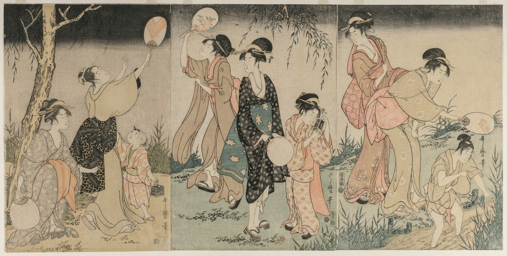Detail of Catching Fireflies, c. 1796-1797 by Kitagawa Utamaro