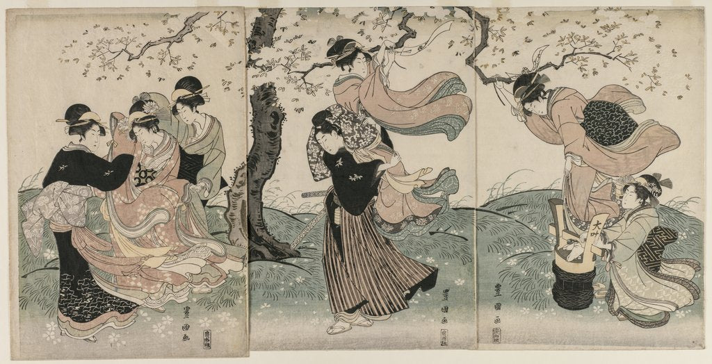 Detail of Cherry Blossoms in the Wind, late 1790s by Utagawa Toyokuni