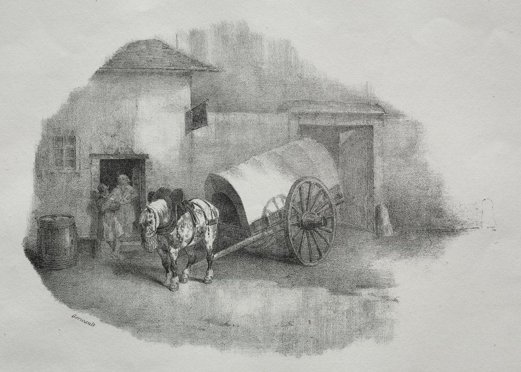 Detail of Cheval de charrette sorti des limons by Théodore Géricault