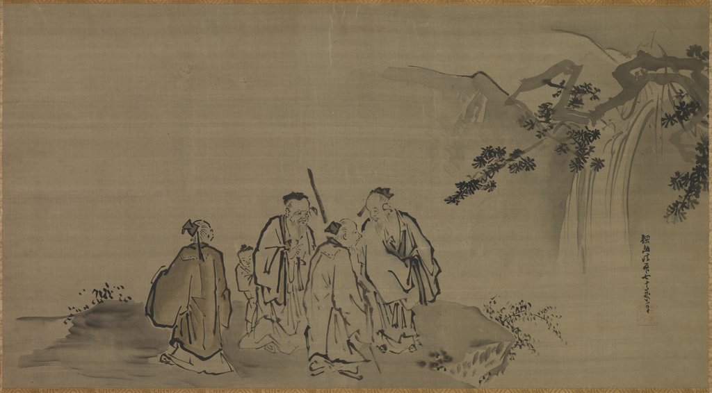 Detail of Chinese Sages, 17th century by Kano Tan?y? (attributed to)