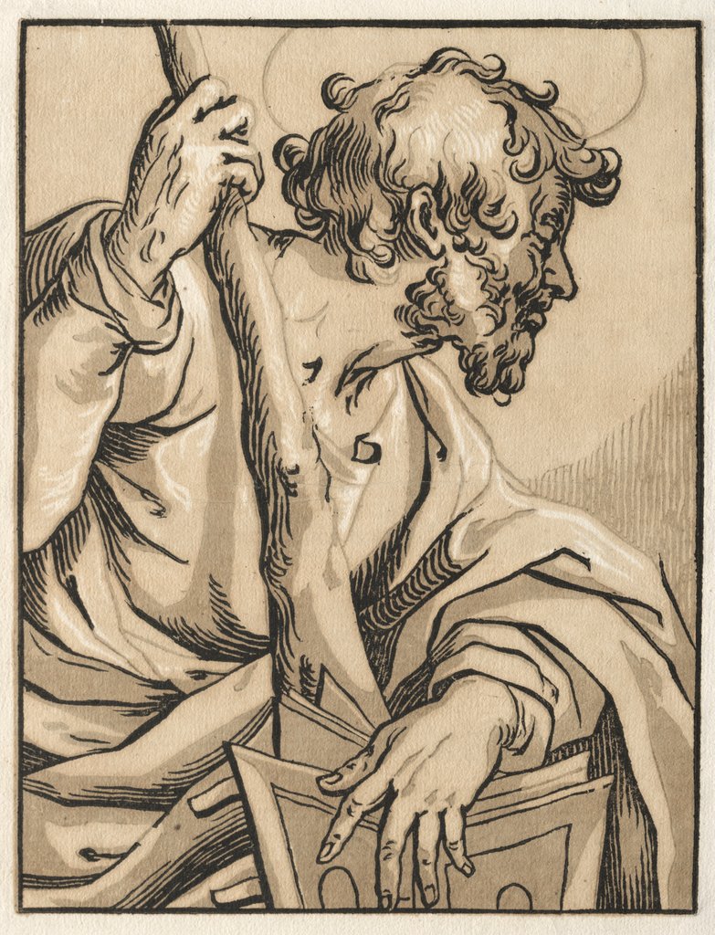 Detail of Christ and the Apostles: St. Judas Thaddeus, 1600s by Ludolph Büsinck