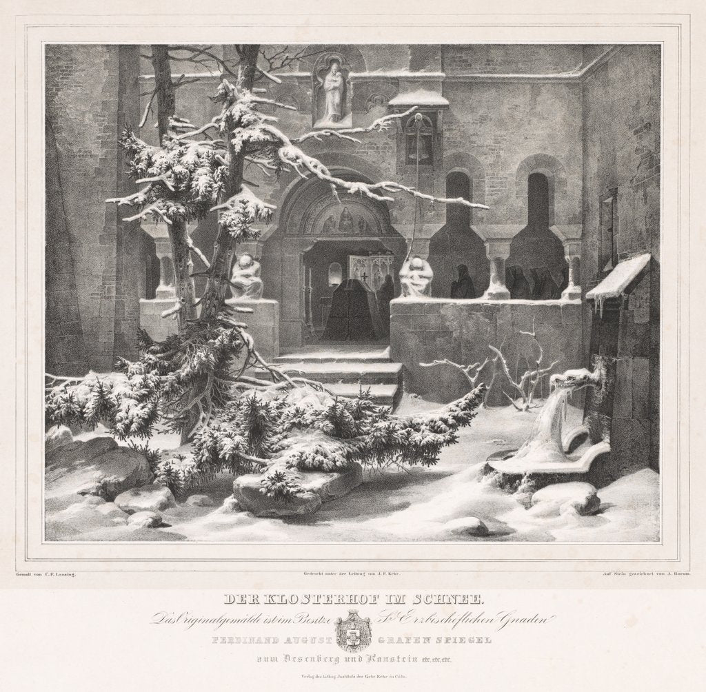 Detail of Churchyard with Snow, c. 1835 by Andreas Borum