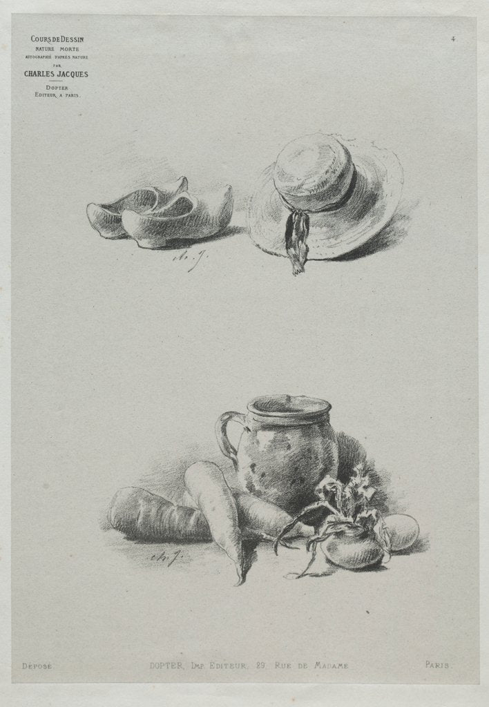 Detail of Course in Drawing: No. 4 - Still Life by Charles-Émile Jacque