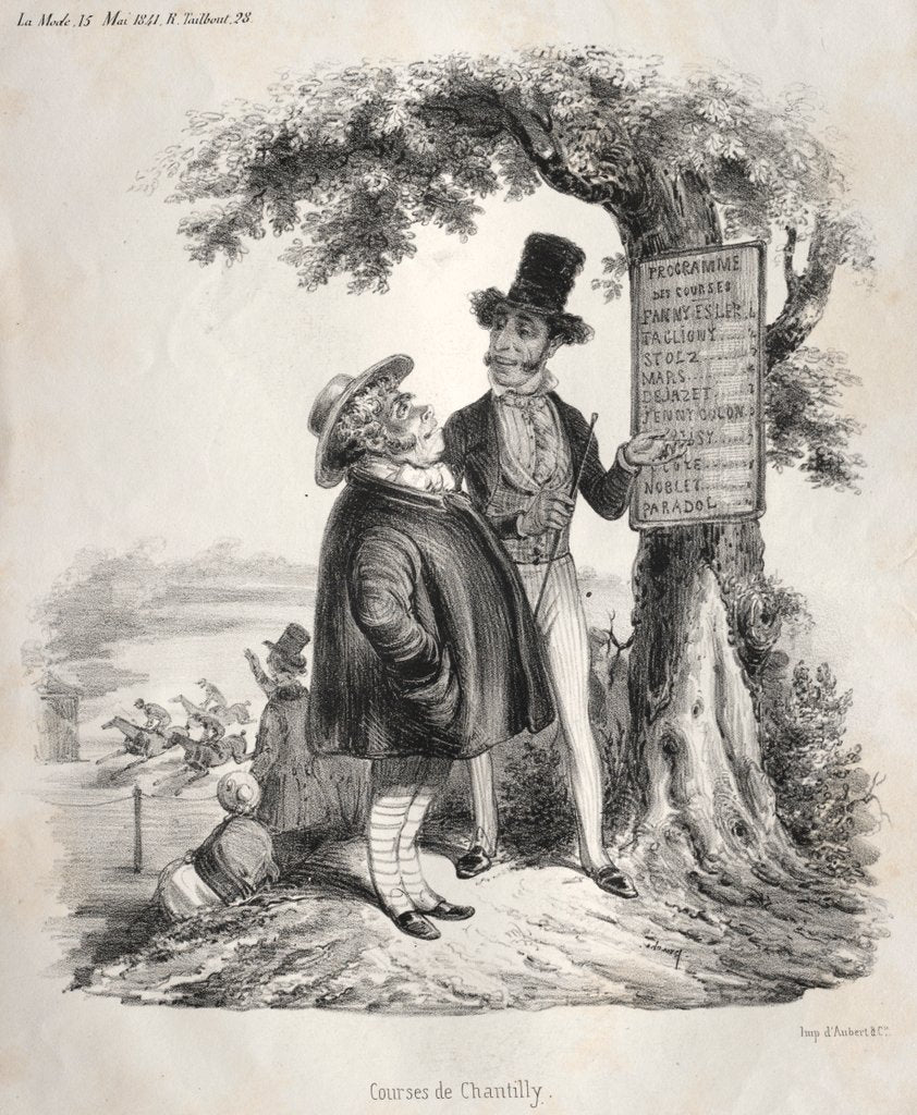 Detail of Courses de Chantilly, 1841 by Clémente Pruche