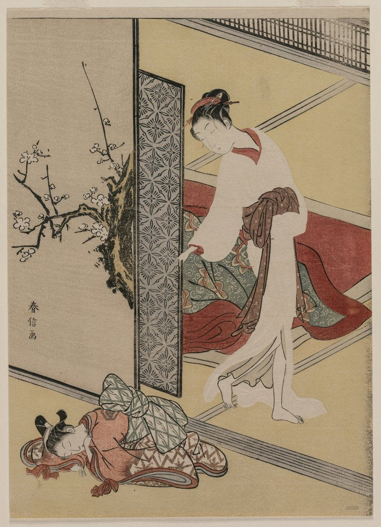 Detail of Courtesan and Sleeping Attendant, late 1760s by Suzuki Harunobu