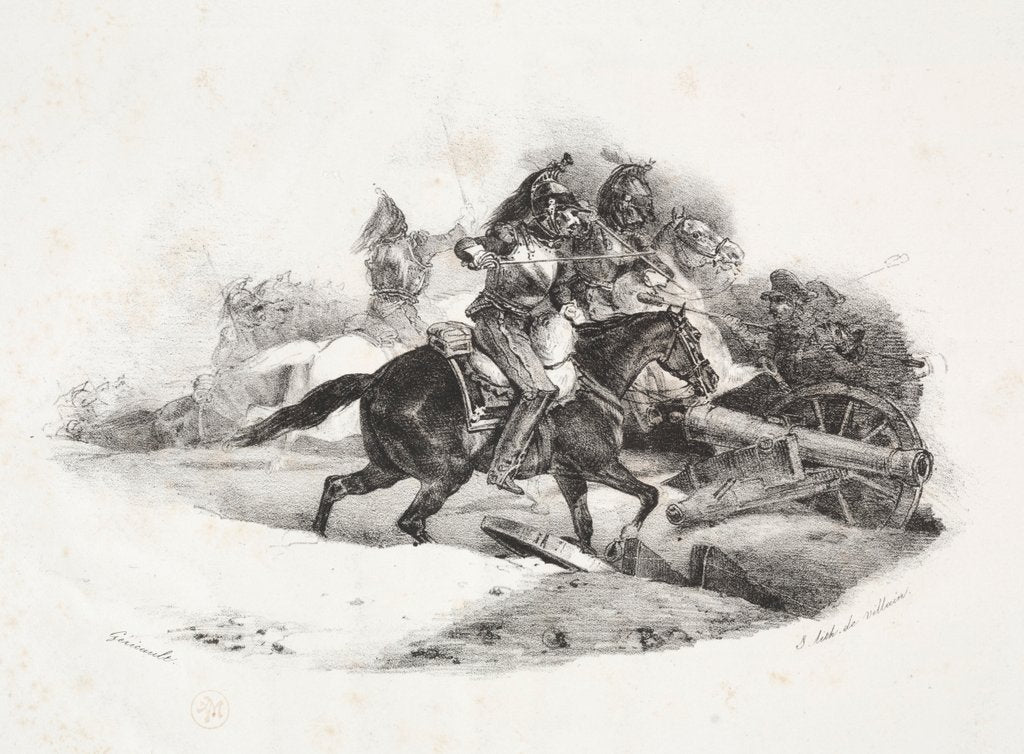 Detail of Cuirassiers chargeant une batterie dartillerie by Théodore Géricault
