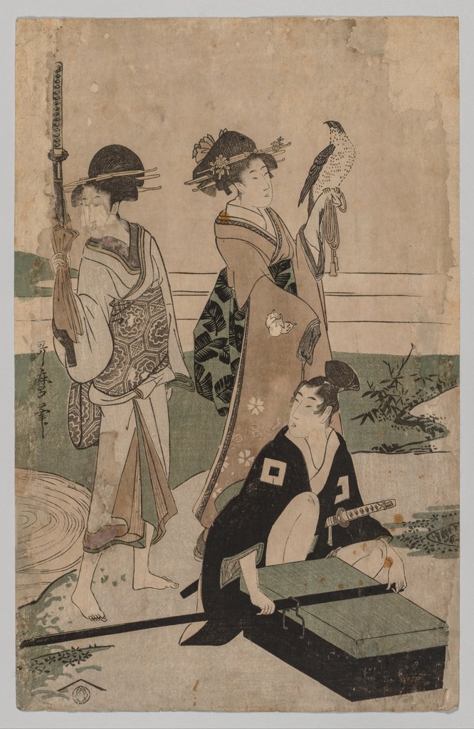 Detail of Daimio and his Retinue Crossing a Stream in Plain Near Fuji, 1753-1806 by Kitagawa Utamaro