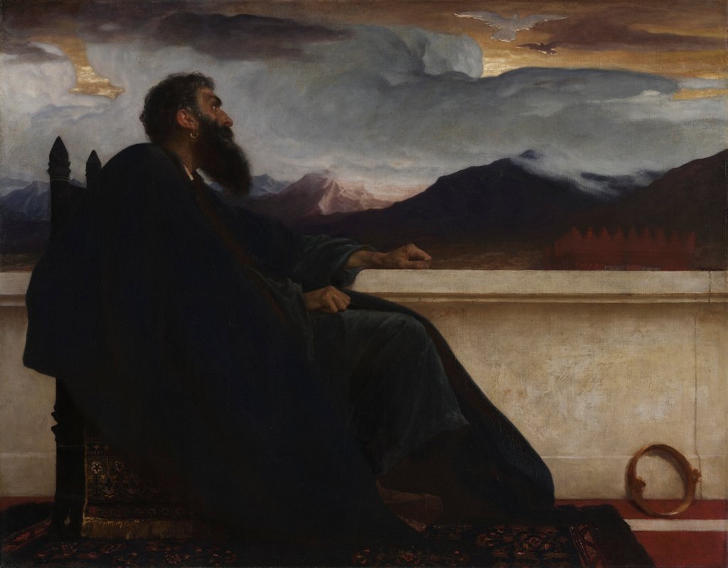Detail of David: 'Oh, that I had wings like a Dove! For then would I fly away, and be at rest.' Psalm 55:6, 18 by Frederic Leighton