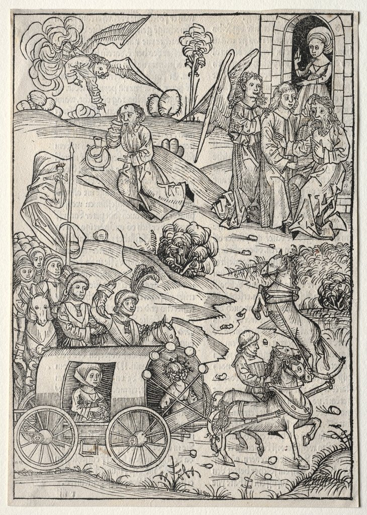 Detail of Der Schatzbehalter: The Return of Tobias to Tobit; The Arrival of Tobias Wife…, 1491 by Michael Wolgemut