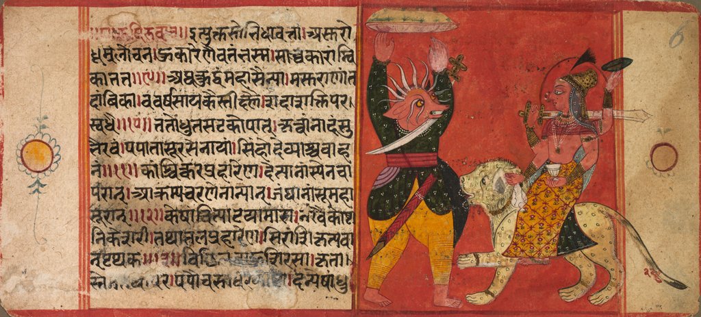 Detail of Devi Attacking a Demon, c. 1630 by Unknown