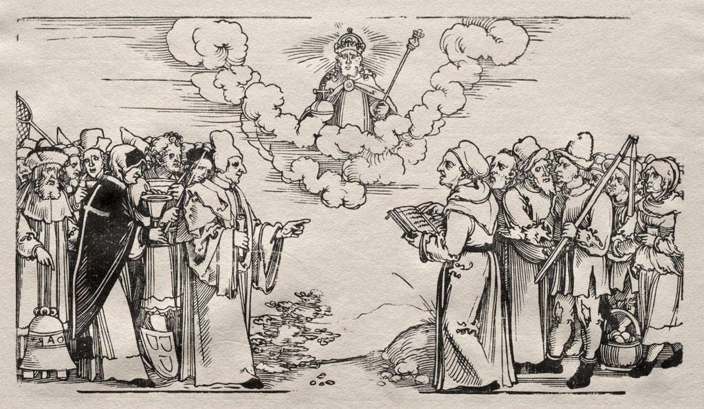 Detail of Dispute between Luther and a Catholic Theologian by Hans Sebald Beham