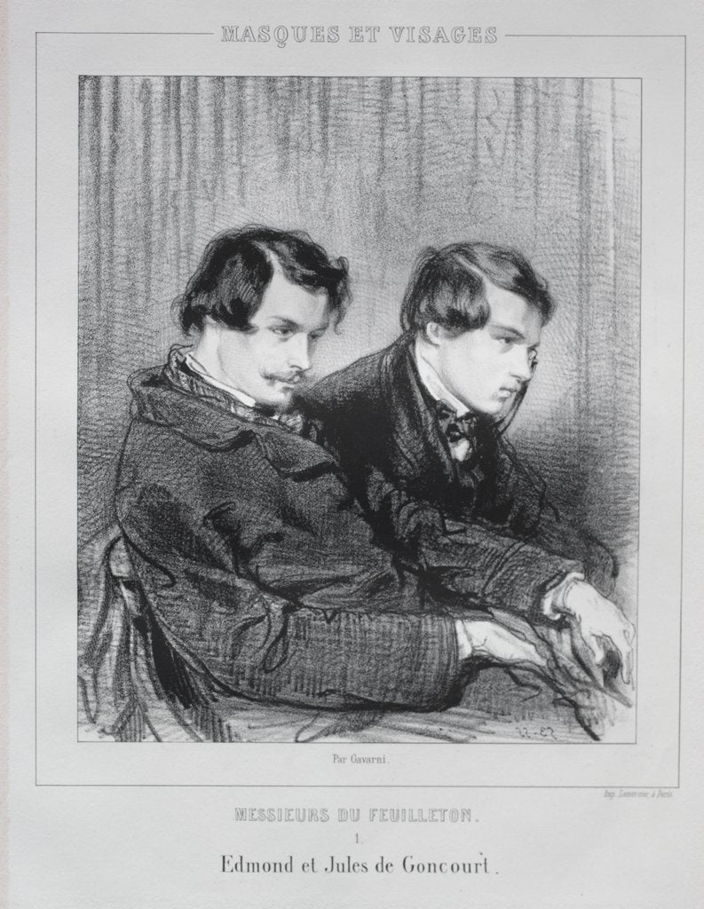 Detail of Edmond and Jules de Goncourt, 1853 by Paul Gavarni