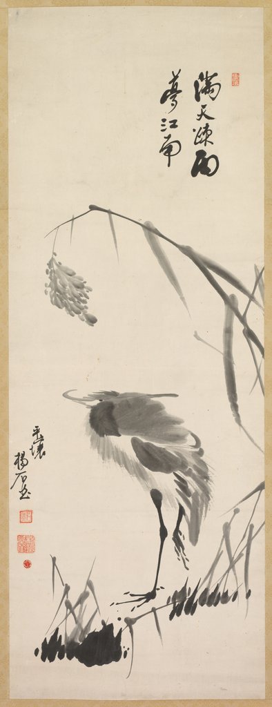 Detail of Egret and Reeds, late 1800s by Yang Ki-hun