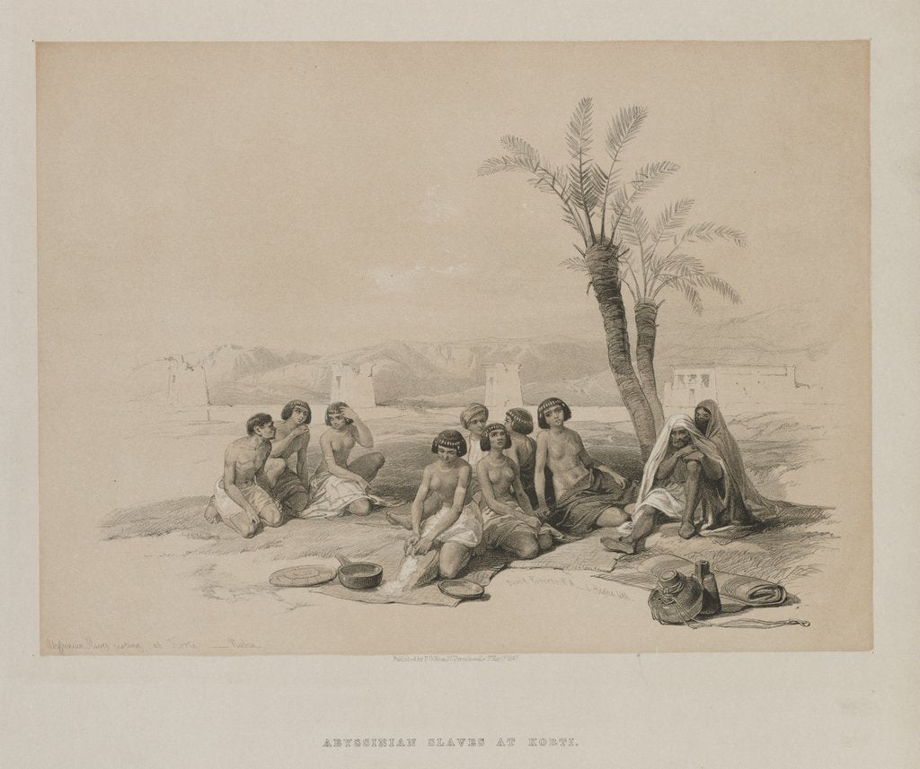 Detail of Egypt and Nubia, Volume I: Abyssinian Slaves Resting at Korti-Nubia, 1847 by Louis Haghe