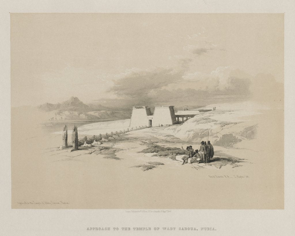 Detail of Egypt and Nubia, Volume I: Approach to the Temple of Wady Saboua, Nubia, 1847 by Louis Haghe