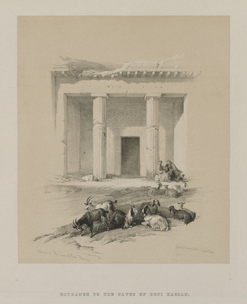 Detail of Egypt and Nubia, Volume I: Entrance to the Caves of Beni-Hasan, 1847 by Louis Haghe