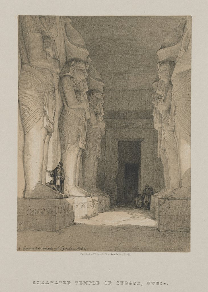 Detail of Egypt and Nubia, Volume I: Excavated Temple of Gyrshe, Nubia, 1846 by Louis Haghe