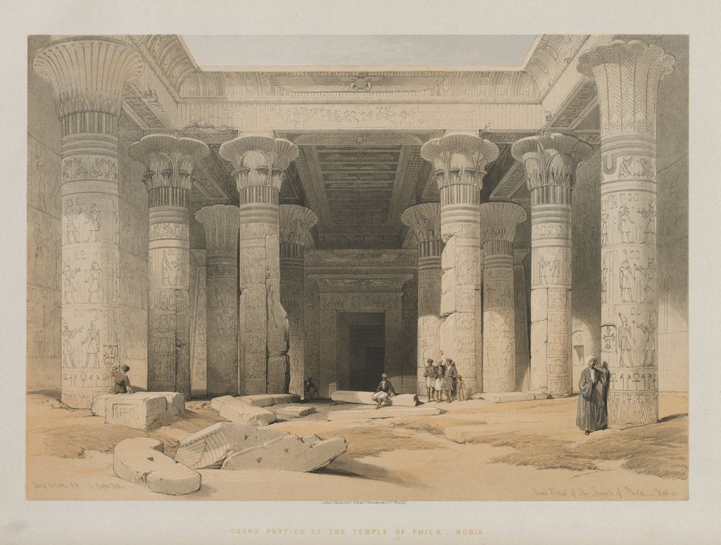 Detail of Egypt and Nubia, Volume I: Grand Portico of the Temple of Philae, Nubia, 1847 by Louis Haghe
