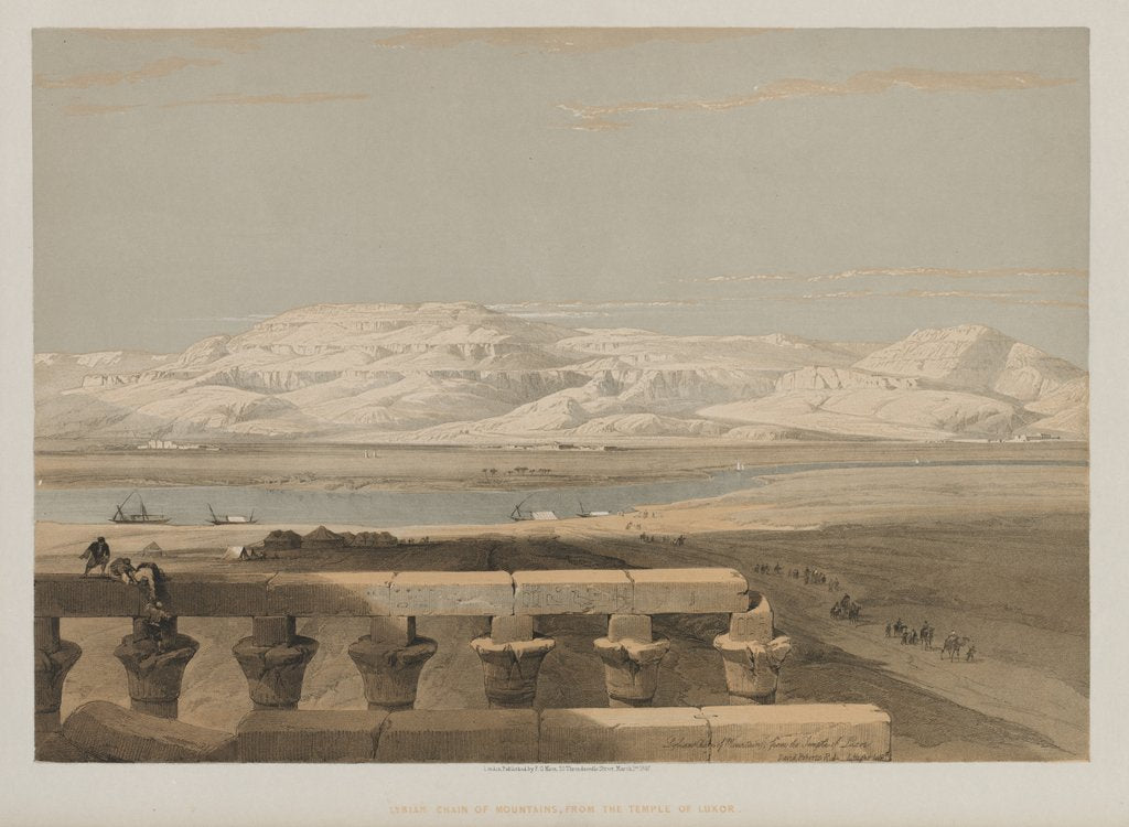 Detail of Egypt and Nubia, Volume I: Libyan Chain of Mountains, from the Temple of Luxor, 1847 by Louis Haghe