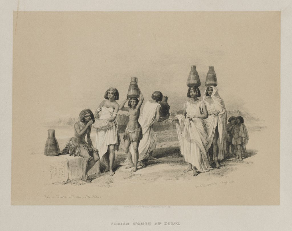 Detail of Egypt and Nubia, Volume I: Nubian Women at Kortie, on the Nile, 1847 by Louis Haghe