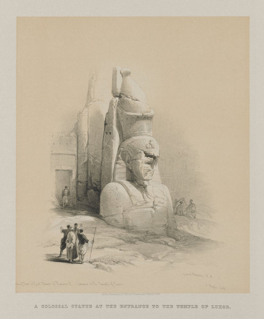 Detail of Egypt and Nubia, Volume I: One of Two Colossal Statues of Rameses II…, 1847 by Louis Haghe