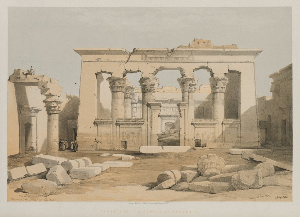 Detail of Egypt and Nubia, Volume I: Portico of the Temple of Kalabshe, 1847 by Louis Haghe